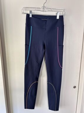 Outdoor Voices Navy Leggings with Color-Trim Piping